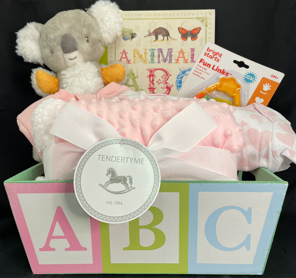 Down Under Koala Gift Basket for New Baby - Pink